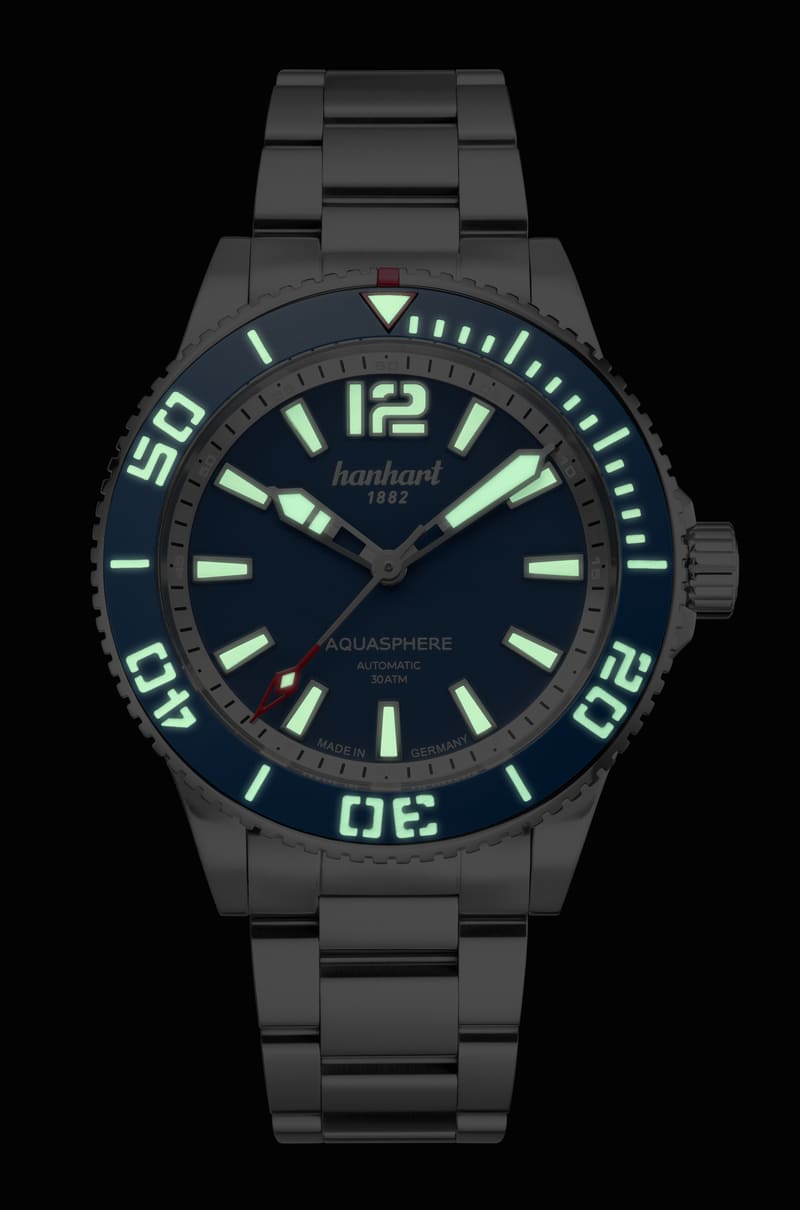 Hanhart Aquasphere Freefall Blue - Glow in the dark